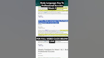 NPTEL Body Language: Key to Professional Success Week 3 Assignment Answers | IIT Roorkee