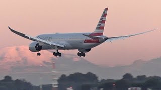 American Boeing 787-9 N832AA sunrise landing at Madrid Barajas Airport American Boeing 787-9 N832AA sunrise landing at Madrid Barajas Airport