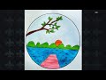 Easy Circle Scenery Drawing 🌄 | সহজে সুন্দর Circle Nature Scenery Drawing Step by Step