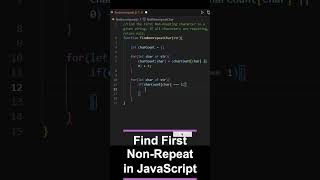 🚀 Find the First Non-Repeating Character in JavaScript! 🔥 | #shorts #coding #javascript #dsa #views