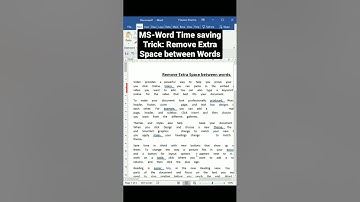MS-Word Time saving Trick: Remove Extra Space between Words
