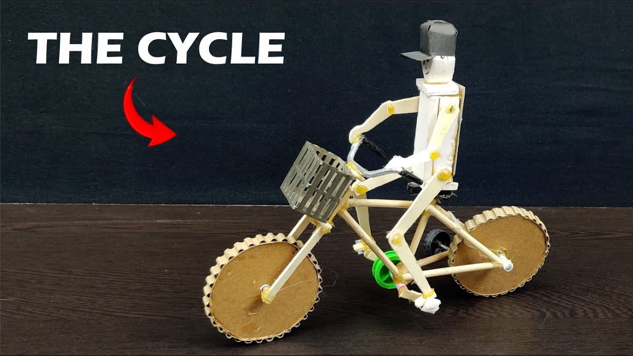 How To Make A Cardboard Cycle|| Paper Craft|| DIY Cycle|| Cycle|| Icecream Stick Craft 