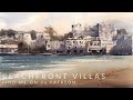 Loose watercolor urban scene beachfront villas by nina volk