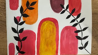 How to Paint Aesthetic Boho Abstract Art with Gouache | Easy Tutorial 🎨