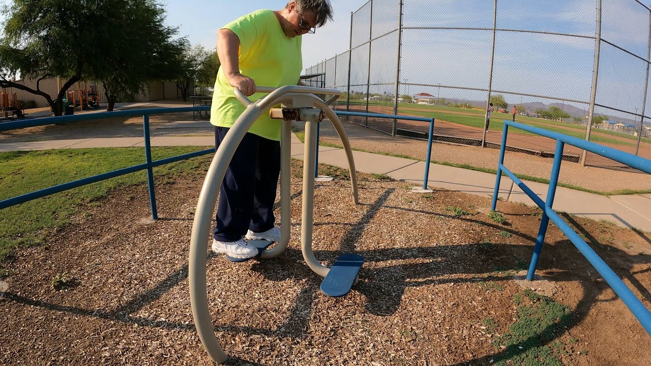 Dual Hip Station, Exercise Machine in Bud Walker Park, Ajo, Arizona, 11 July 2021