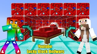 MINI GAME : YOUTUBE LUCKY BLOCK BEDWARS ** NGÀY ĐEN ĐỦI CỦA NOOB TRONG MINI GAME BEDWARS MINECRAFT