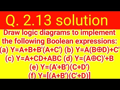Q. 2.13: Draw logic diagrams to implement the following Boolean ...
