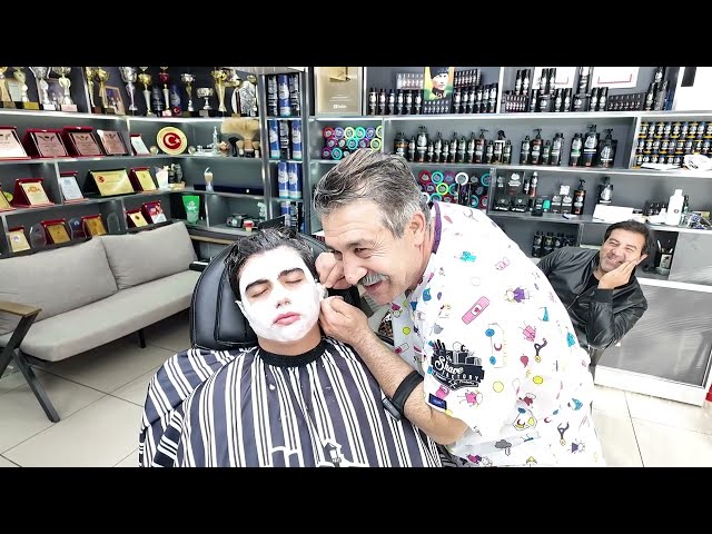 LET’S RELAXING ASMR BERBER MUNUR ÖNKAN'S HAIR AND BEARD CUTTING. A BERBER THERAPY HERE