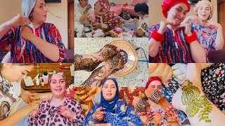 عناية شاملة قبل العيد🌸تحميمة مغربية💯جبنا نقاشة وتهليت في راسي و في مرات لوسي💅🏻جلابتي وجدات 🥰مشترياتي