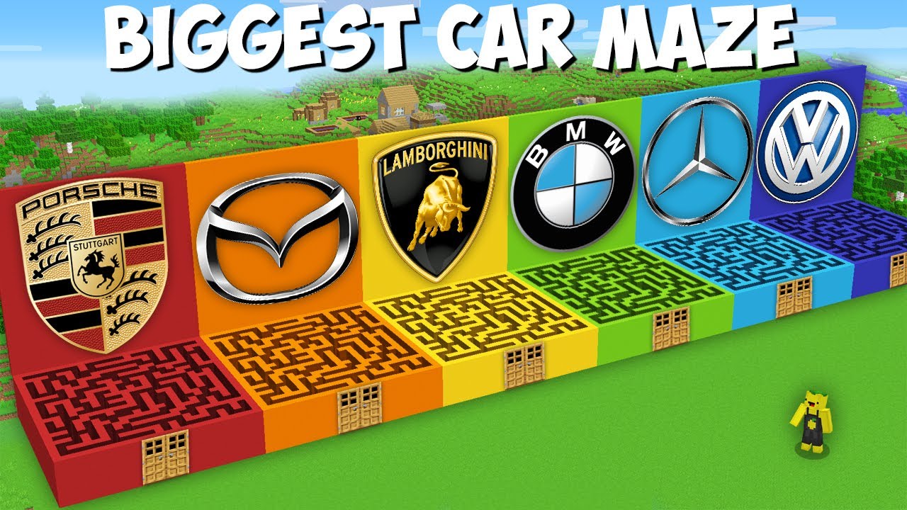 I SURVIVAL in BIGGEST MAZE with BEST CAR BRANDS in Minecraft ! RAREST CAR INSIDE MAZE !