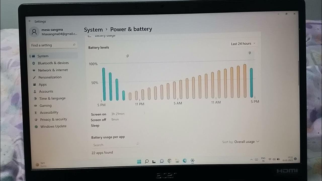 Acer laptop battery usage setting, how to check battery usage, check