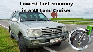 Lowest fuel economy in a gas powered V8 Toyota Land Cruiser 100
