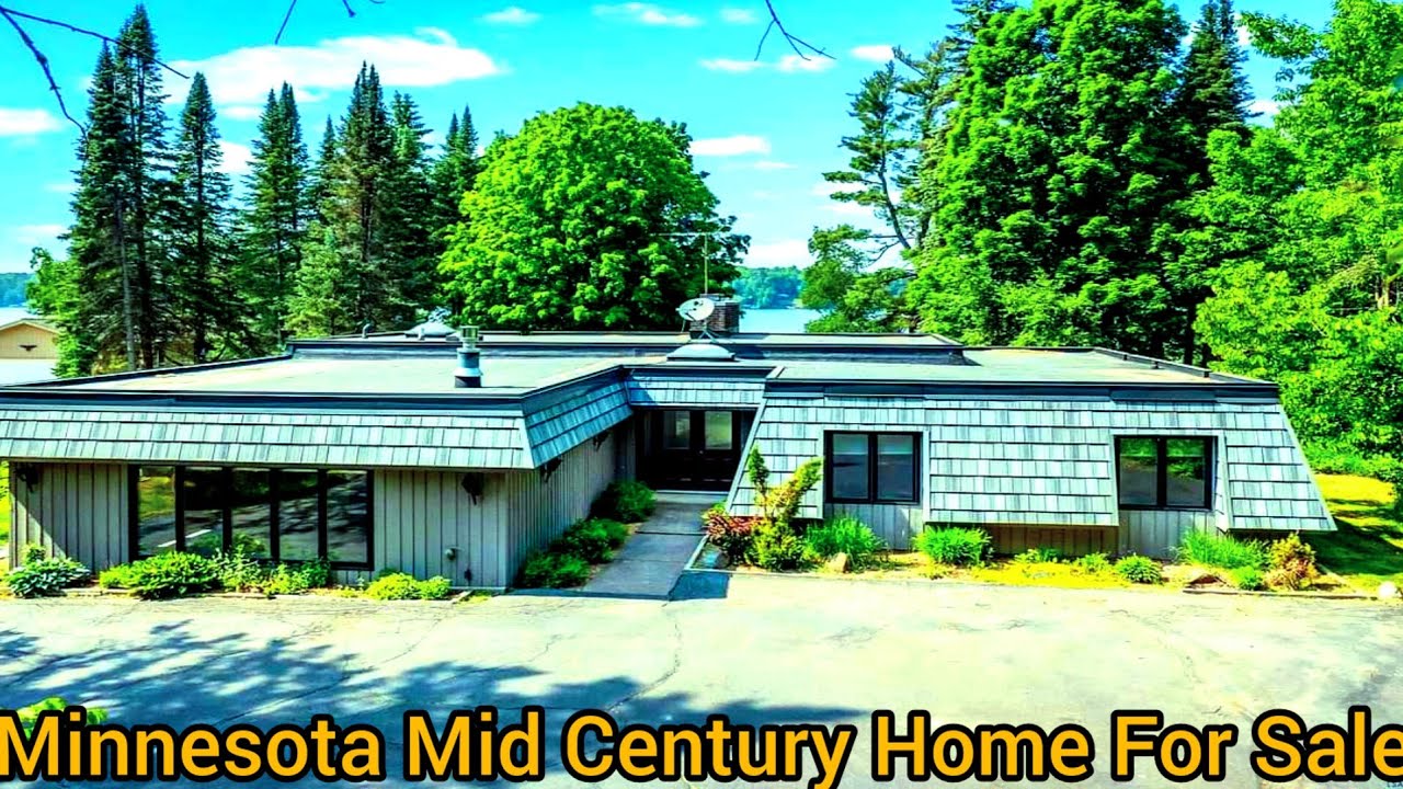 Minnesota Waterfront Homes For Sale 1.1 acres Mid Century Minnesota