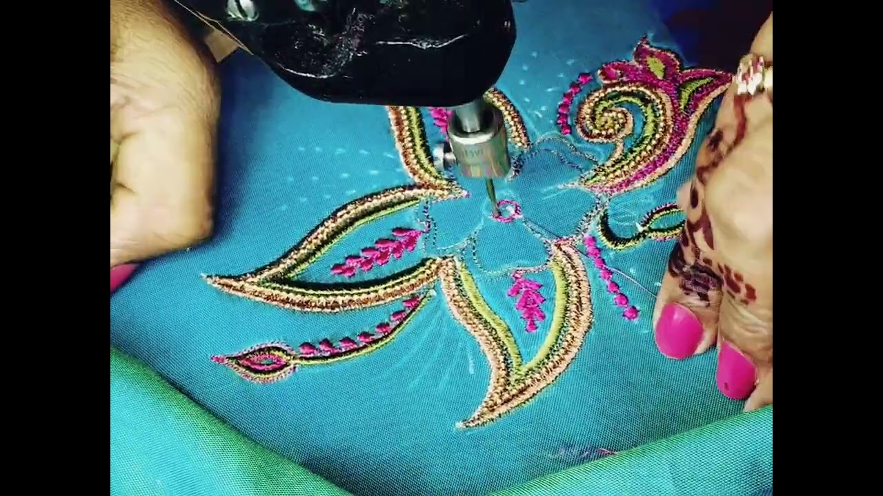 🌺see here ☝️ how to create standing embroidery work #blouseembroidery #neckdesign#sleevedesign 