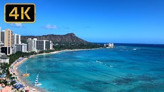 4K ハワイ ワイキキビーチBGM動画 くつろぎの1時間（癒し・勉強・作業用BGM）