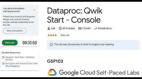 GSP103-Dataproc: Qwik Start - Console