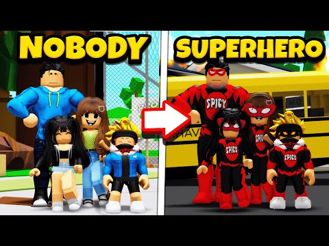NOBODY Family To SUPERHERO Family in Roblox! (Brookhaven RP)