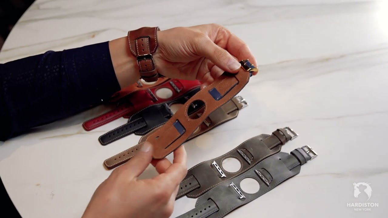 Cuff Leather Watch Band for Apple Watch - Brown / Navy