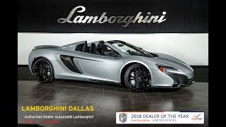 This is a smoke free carfax certified 2016 mclaren 650s spider
equipped with 3.8l twin turbo 650hp v8 engine and 7-speed dual clutch
ssg automatic s...