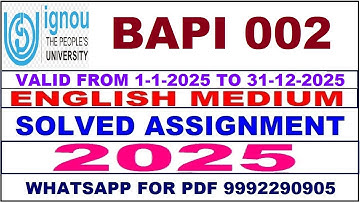 BAPI 002 solved assignment 2025 in English || BAPI 002 solved assignment 2025 || ignou BAPI002 2025