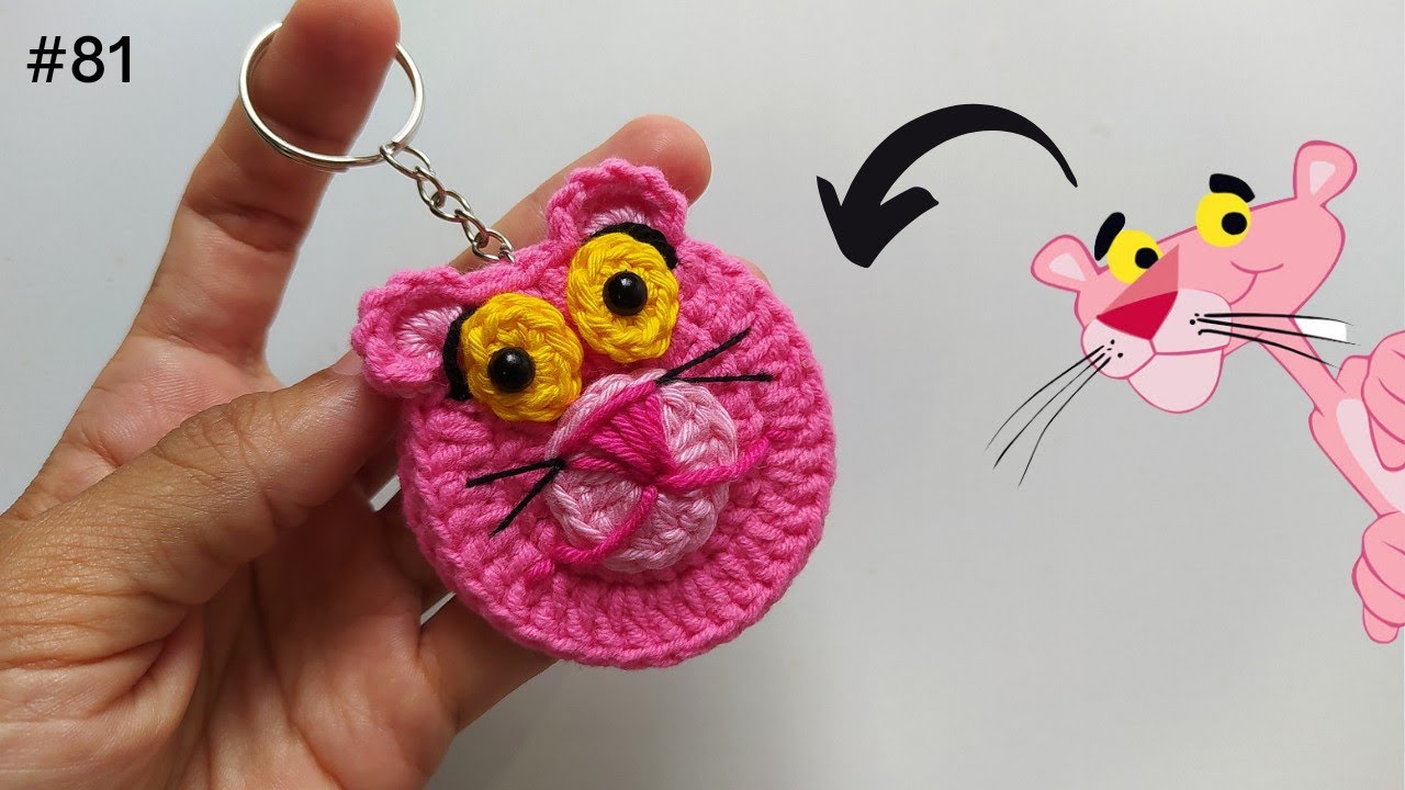 como fazer chaveiro de croche - Pantera cor de rosa