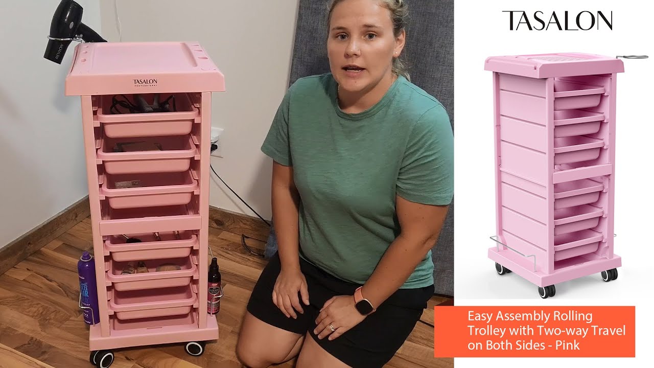 TASALON Upgrade Smooth Rolling Cart-Pink