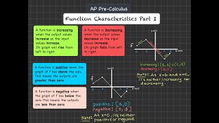 AP Pre Calculus Function Characteristics Part I