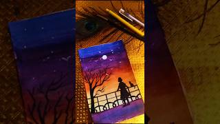 sunset with girl water colour tutorial #drawing #nature drawing#yt short #landscape painting#reels .