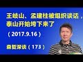 王岐山、孟建柱被组织谈话，泰山开始垮下来了（2017.9.16）