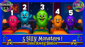 Five Silly Monsters Bouncing on the Bed | Countdown Song | Magic Mini Monsters | #magicminimonsters
