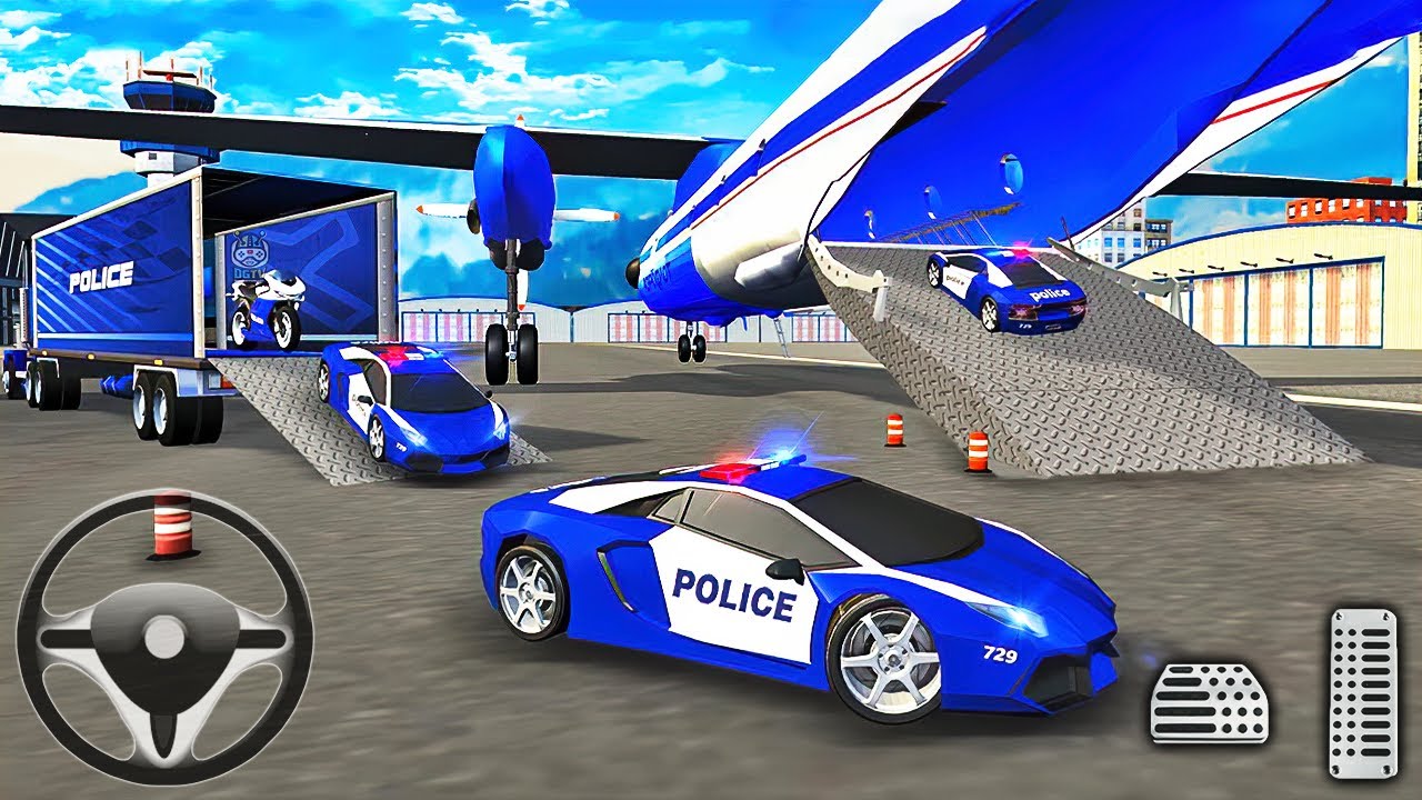 Police Car Transporter 2022 - Transporting Police Vehicles in Cargo Plane - Android Gameplay