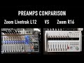 Zoom Livetrak L12 vs Zoom R16 multitrack recorders sound comparison