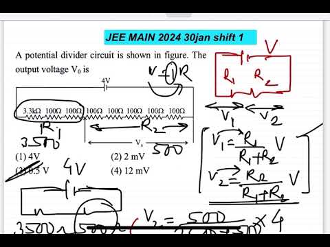 JEE MAIN 2024 Potential Divider Circuit Output Voltage V0 Solution | JEE/NEET Video Solutions 14 JEE MAIN 2024(30jan shift1)A potential divider circuit is shown in figure. Theoutput voltage V0 is