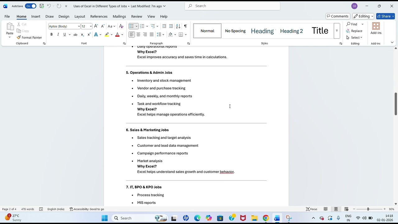 Excel uses Different types of jobs with excel how to learn Excel