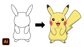 How to Draw Pikachu in Adobe Illustrator | Draw Pokemon