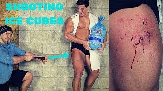 Shot with ICE CUBES Until I BLEED Experiment | Crazy Pocket Shot Damage Test VS Human Leg