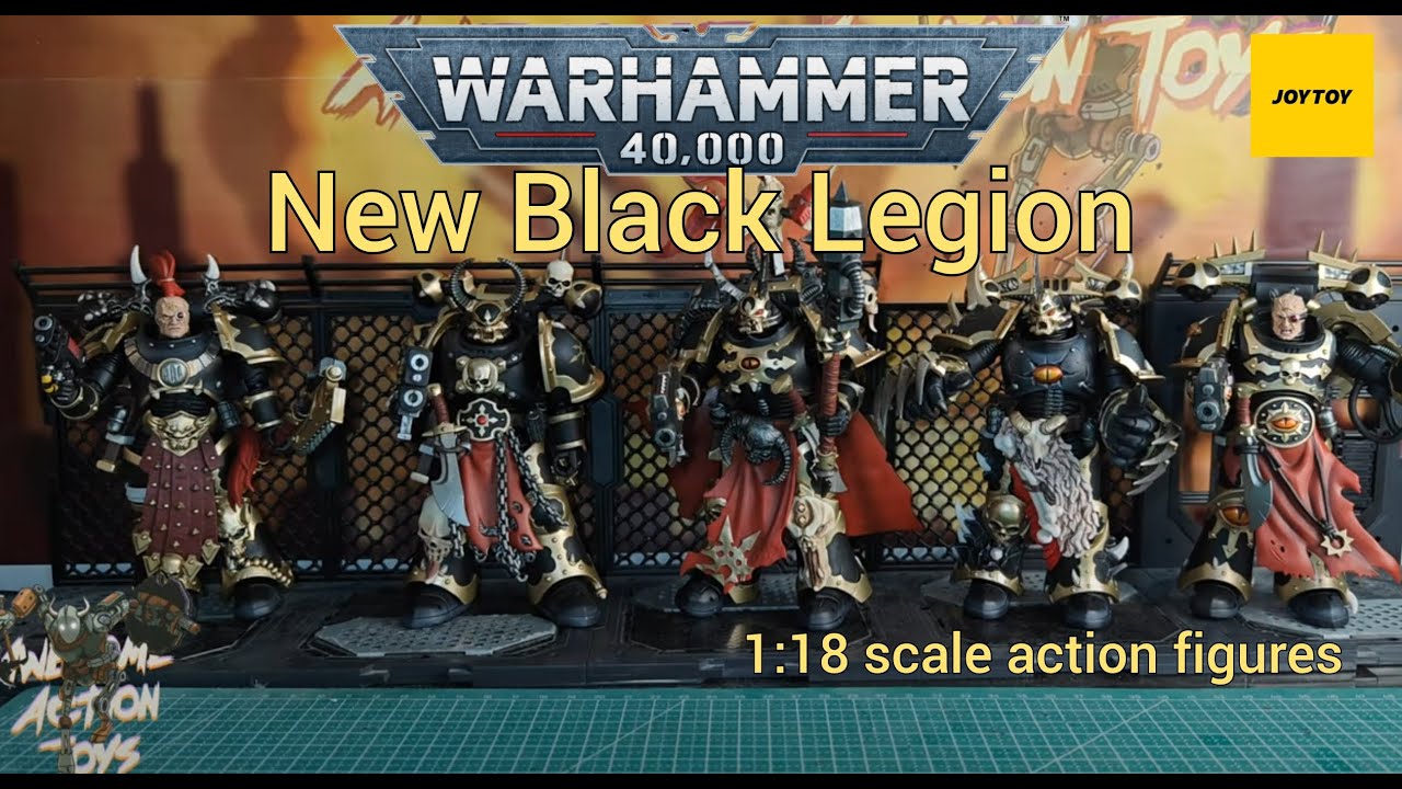 HiPlay JOYTOY Warhammer 40,000 1/18 Chaos Space Marines Black Legion Chosen Con Pistola E Pugno D'Assalto JT00966