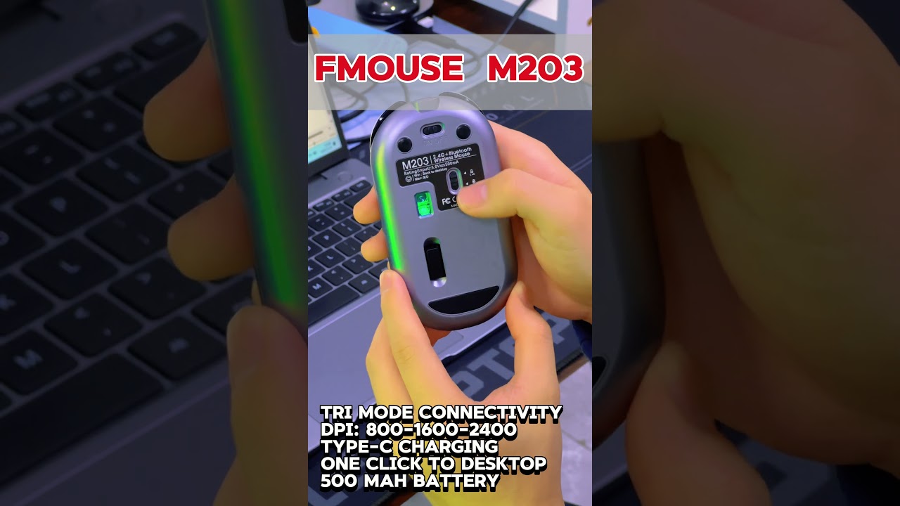 FMOUSE M203 (Business Edition) – Tri-Mode Wireless Mouse with Silent Clicks 