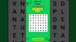 Encuentra: Vocero, Panel y Auto#quiz #sopadeletras #adivinanza #aprendizaje #puzles #trivia #short