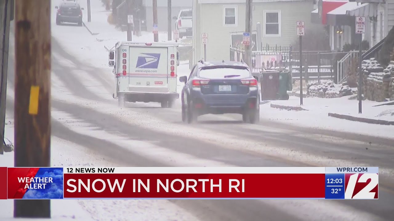 Wintry mix in Woonsocket creates slick roads, safety concerns - YouTube