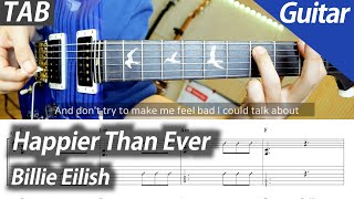 Billie Eilish  Happier Than Ever  Guitar Cover Tab Chord Instrumental Karaoke