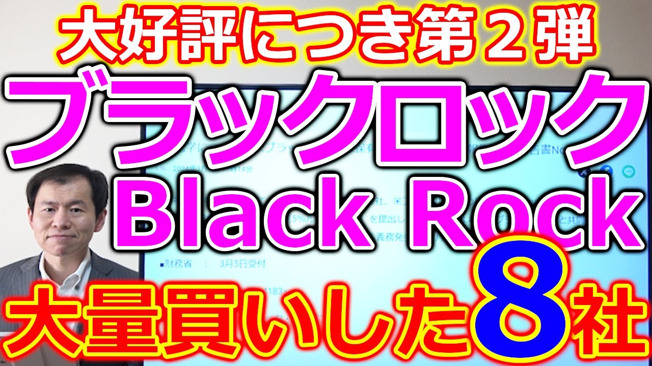 【大好評につき第２弾】世界最大の資産運用会社ブラックロックが大量買いした銘柄！さらに8選
