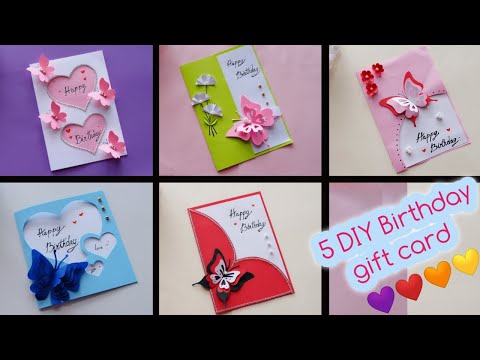 5 Handmade card tutorial / Birthday card making | วิธีทำ การ์ดวันเกิด 5 แบบ ❤