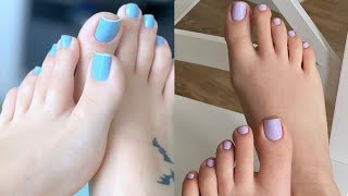 Adorable and elegant toe nails art fashion trends// Shiny pedicure nail colors for women 2025