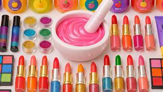 Satisfying Slime Asmr Diy How To Make Rainbow Pink Slime Mixing Random Makeup Eyeshadow Lip Balm