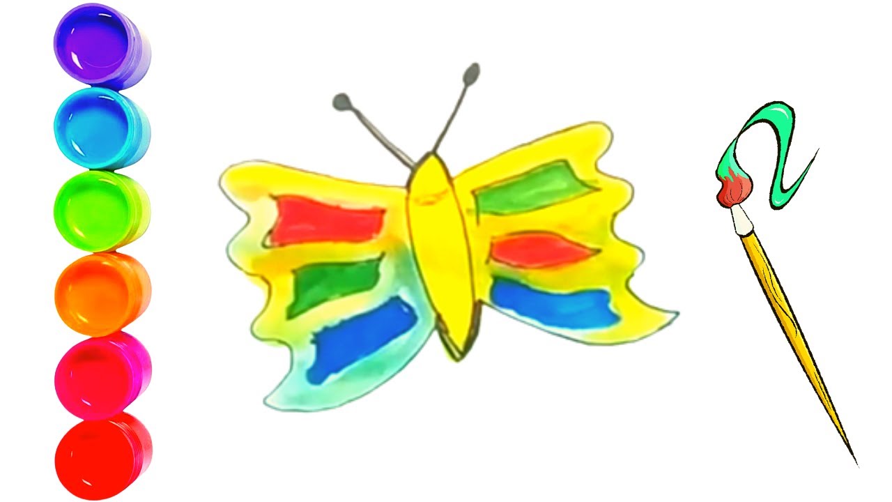 How to draw a butterfly, kids drawings, butterfly draw YouTube