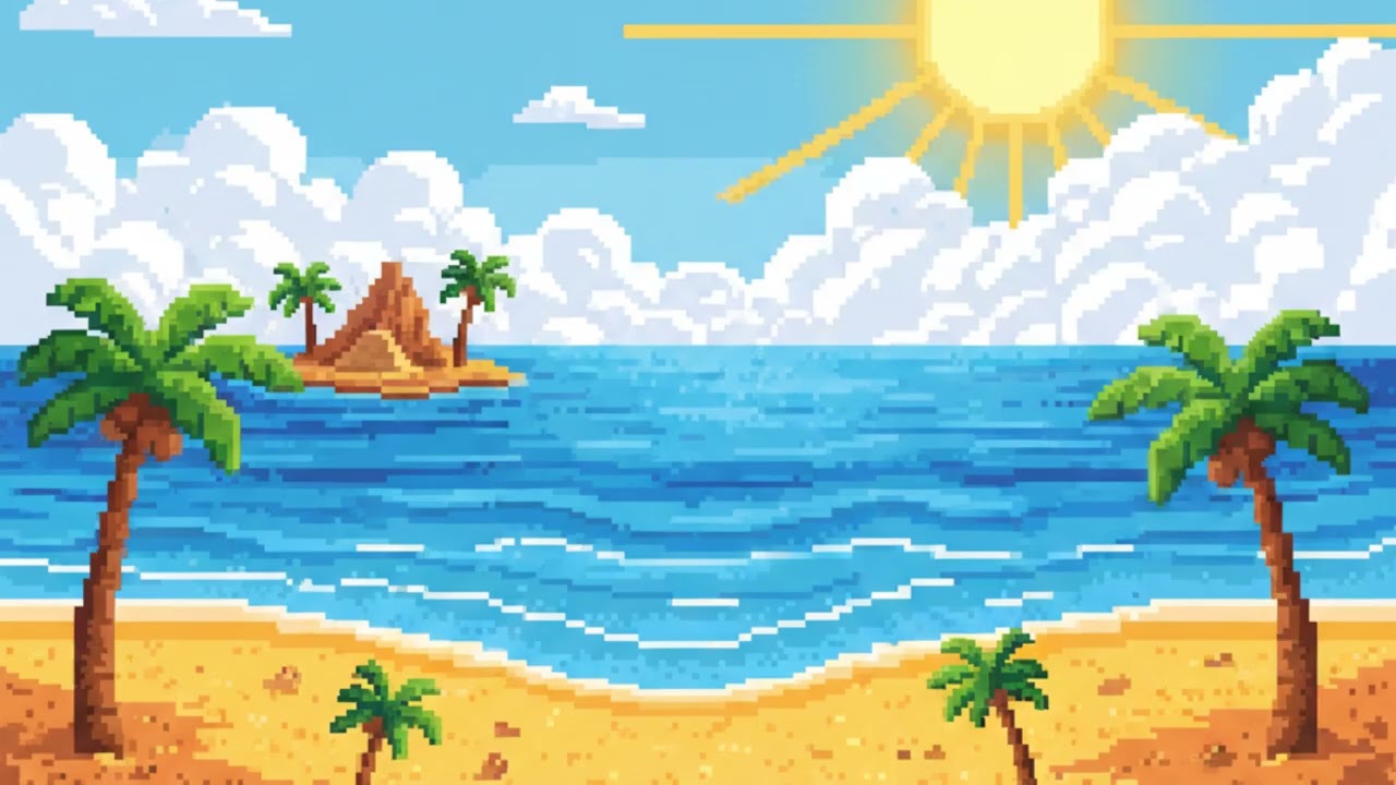 10 Hours of 16-Bit Neon Beach Retro Chill Music for Focus, Relax & Sleep