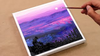 sunrise painting acrylic step