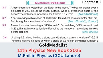 Class 11th Physics New Book | Chapter 3 | Exercise Numerical | 1st Year Physics Unit 3 Numericals