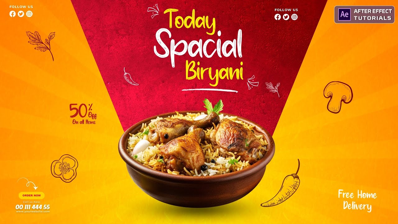 Food menu promo after effects tutorials | food motion graphics after effects tutorial